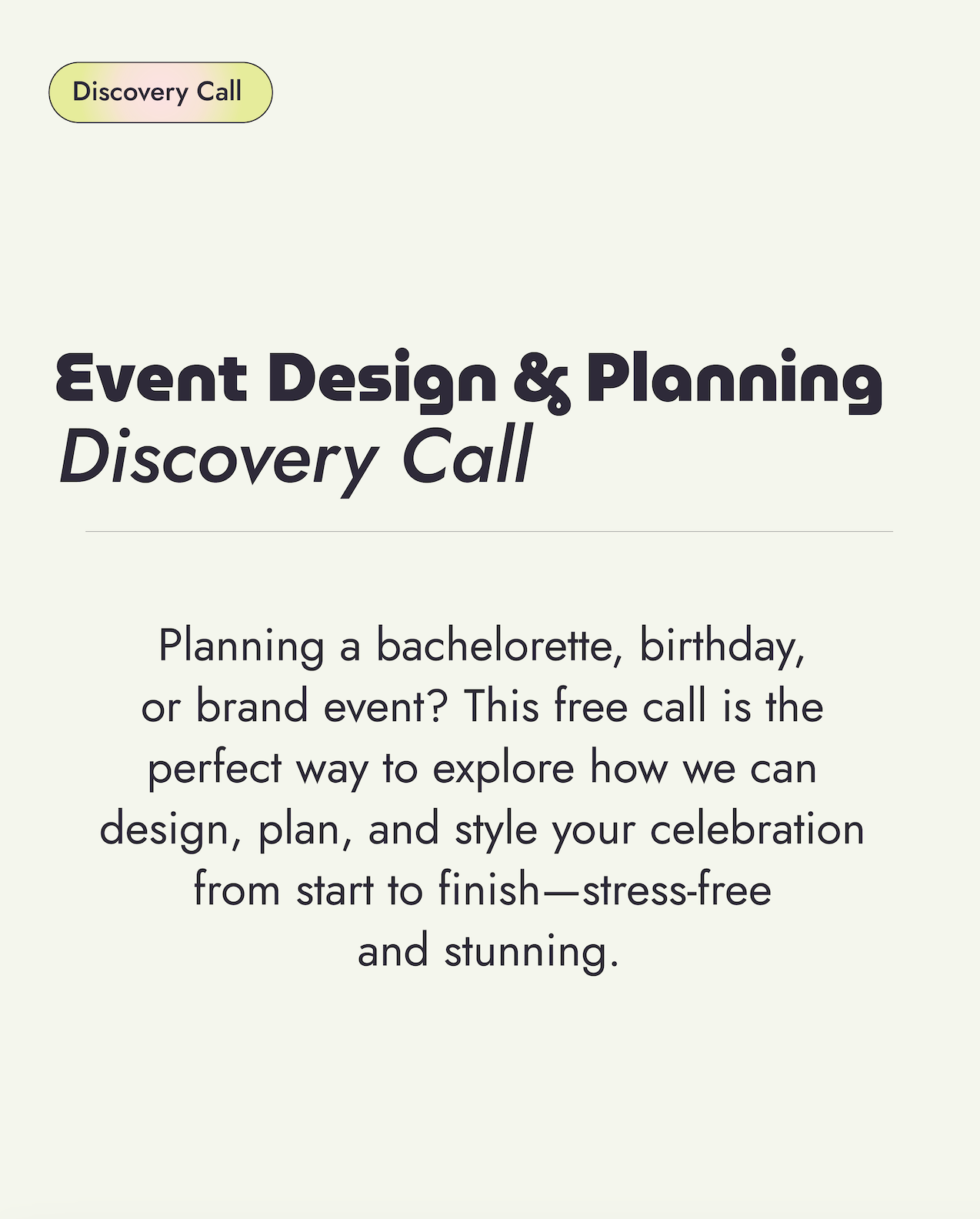 Free Event Design & Planning Discovery Call